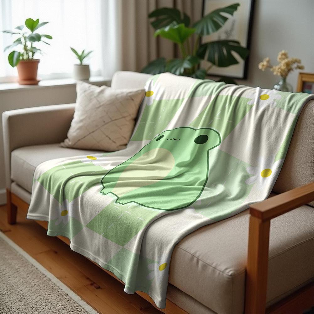 Gingham Cherry Bow Cartoon Anime Print Flannel Blanket Soft Warm Throw for Kids Bedroom Sofa Christmas Office Car
