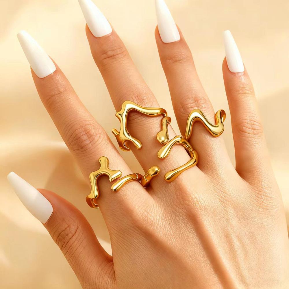 

Ins Twist Hollow Cross Chain Ring Punk Alloy Versatile Ring Set Women Jewelry 4