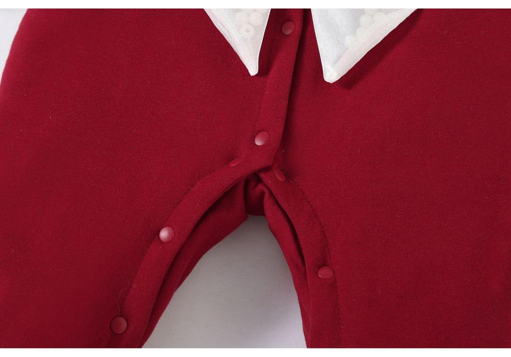 Newborn Girl Autumn/Winter Princess Romper: Velvet-Enhanced Bodysuit for 100 Days & Outings