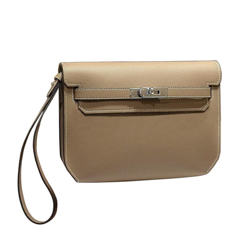 Hand-held Briefcase, Leather Single-shoulder Underarm Bag, Unisex Crossbody Messenger Bag