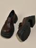 Platform British style small leather shoes women's spring 2025 new women's shoes black versatile loafers one-pedal single shoes