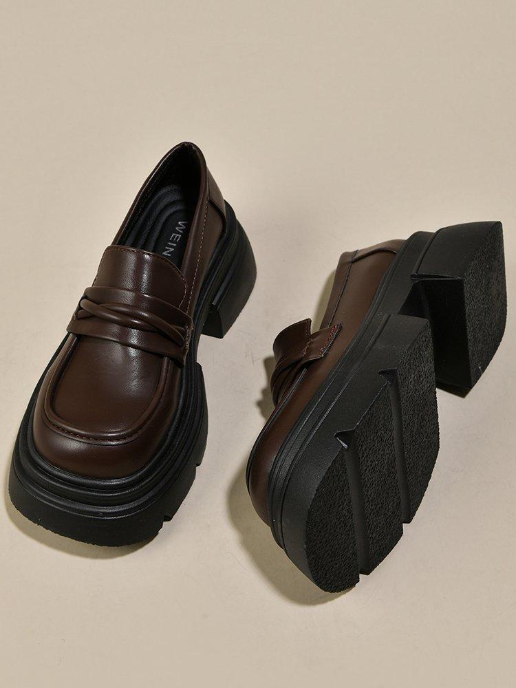 Platform British style small leather shoes women's spring 2025 new women's shoes black versatile loafers one-pedal single shoes