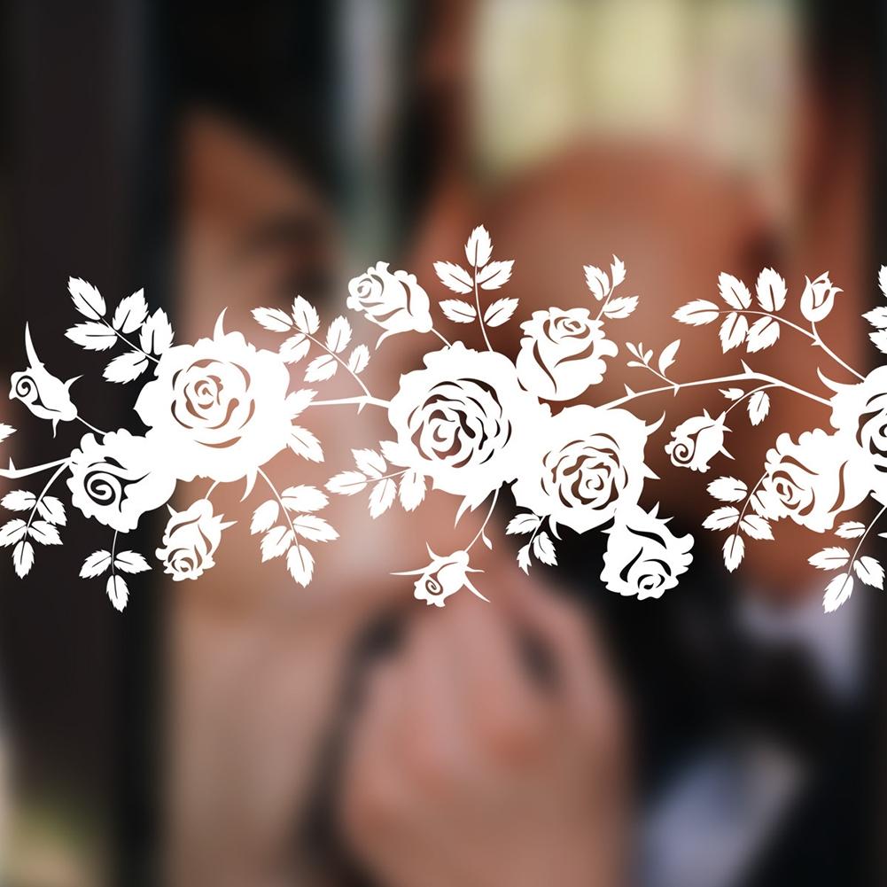 Vit Blomma Rotting Väggklistermärke Elektrostatisk Glasdekal Duschspegel Dekal