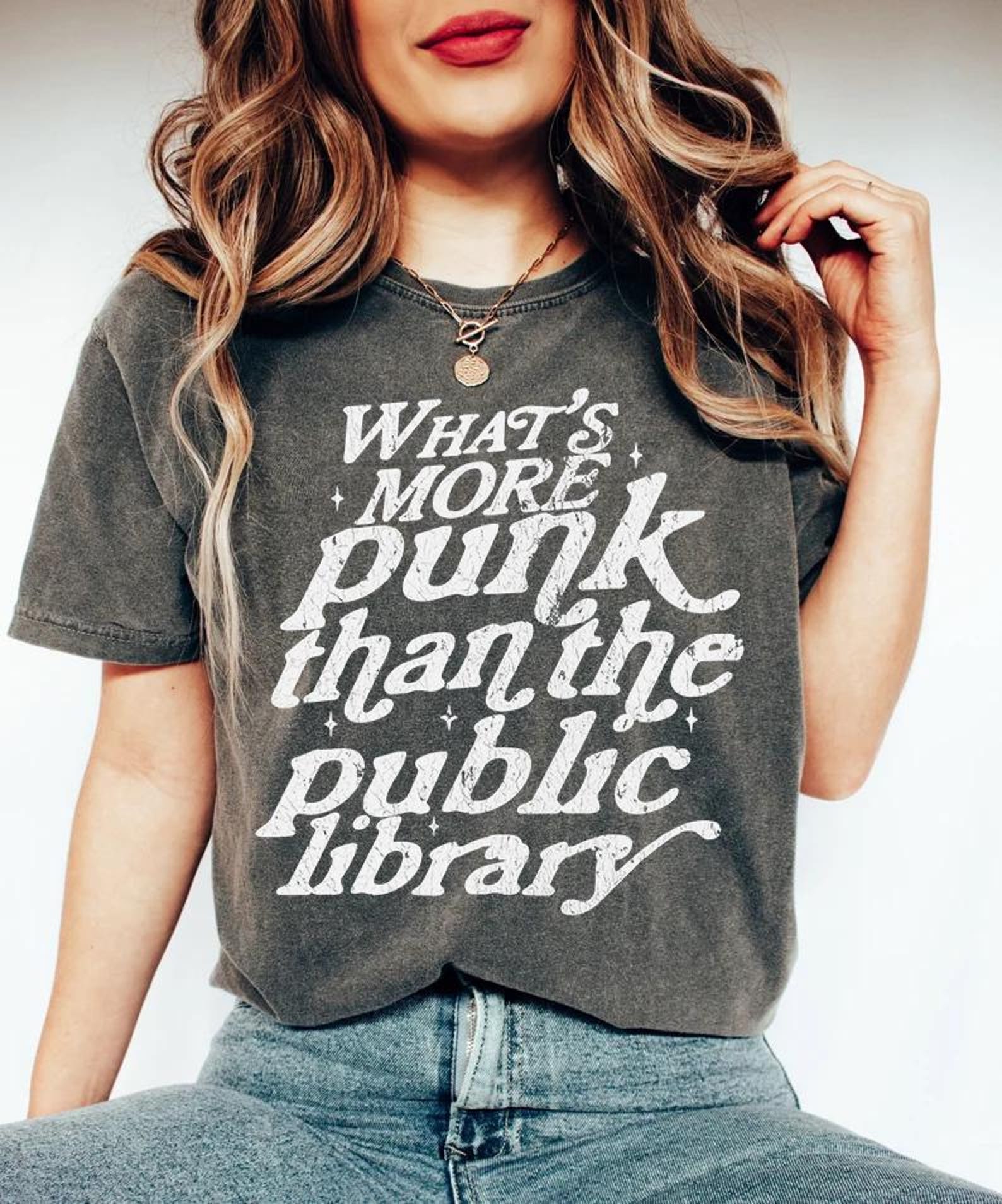Whats more punk than the public library Vintage 90s Y2K Tee T-Shirt 2XL