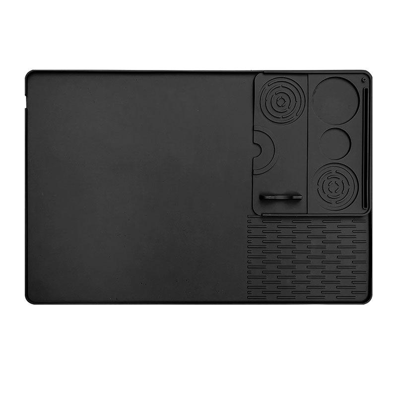Silicone Coffee Machine Mat & Drip Tray - Two-in-One Square Tamper Mat for Countertops