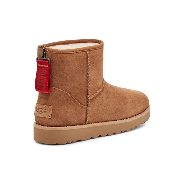 UGG Women's Classic Ultra Mini Boots Chestnut Suede Fur Lined Slip On Winter Boots 1122671-CHE