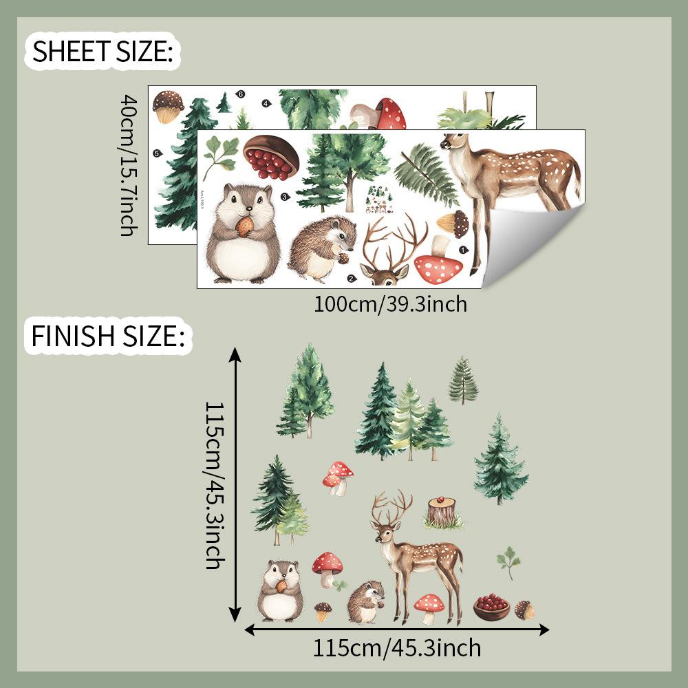 

Лесные животные Лось Еж Спальня Гостиная Прихожая Дом Фон Украшение Наклейки на стену