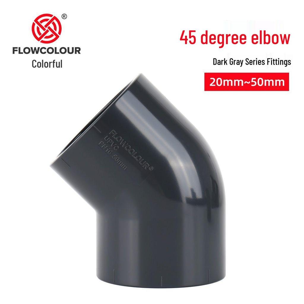 Colorful 45-Degree PVC-U Elbow Joint for Aquariums - White/Dark Gray Plastic Duckbill Pipe Fitting.