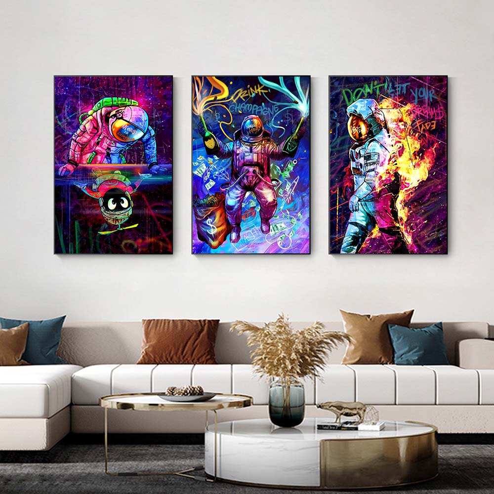 Cool Space Astronaut Canvas Painting Street Graffiti Posters and Prints Wall Art Pictures For Living Room Home Decor Unframed
