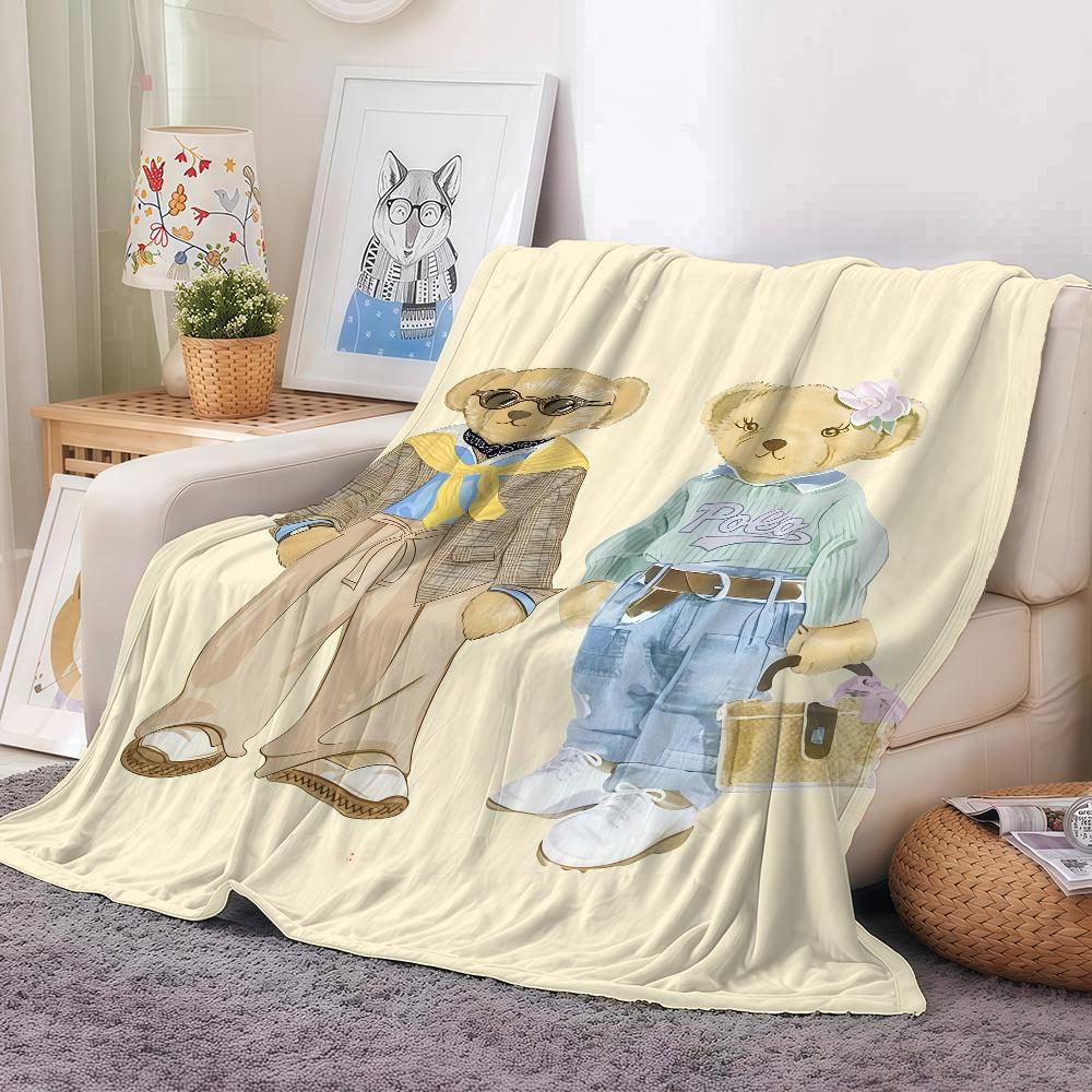 

Fashion P-Polo B-Bears Blanket Warm And Soft Suitable For Bedroom Living Room Sofa Bed Office Travel Camping 30x40in