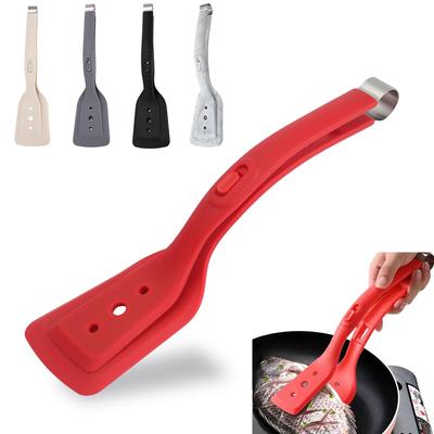 Mehrzweck 2 in 1 Silikon-Klammer-Spatel und Zange, Omelett-Spatel, Bratsteak-Klammer, Fischwender, Brotklammer