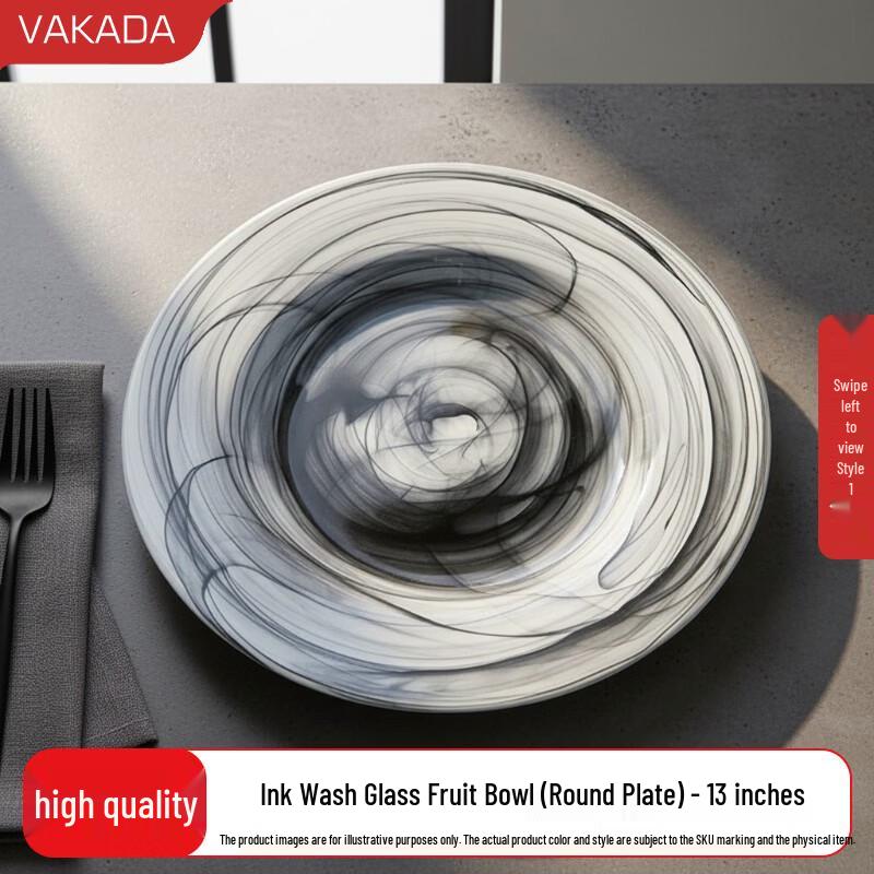 VAKADA Decorative Glass Serving Plates & Bowls