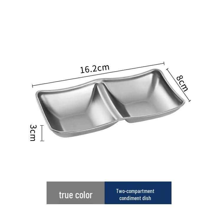 304 Stainless Steel Two- and Three-Compartment Korean Dipping Sauce and Seasoning Dish for Home Use