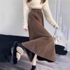 Fleece Lined Corduroy Skirt Women Autumn Winter Vintage High Waist Slimming Long A-Line Skirt