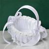 AEE2-2Pcs White Flower Girls Basket Wedding Basket For Flower Bride/Kids Hand Held Wedding Ceremony Party Decorations