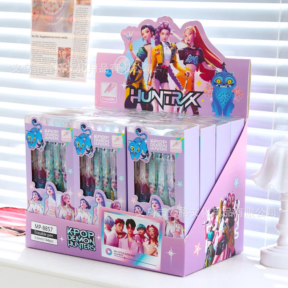 Kpop Demon Hunters Heat Erasable Pens Cute Rumi Mira Zoey Pen Marking Pens Student Anime School Stationary Black 0.5mm Fans Gift