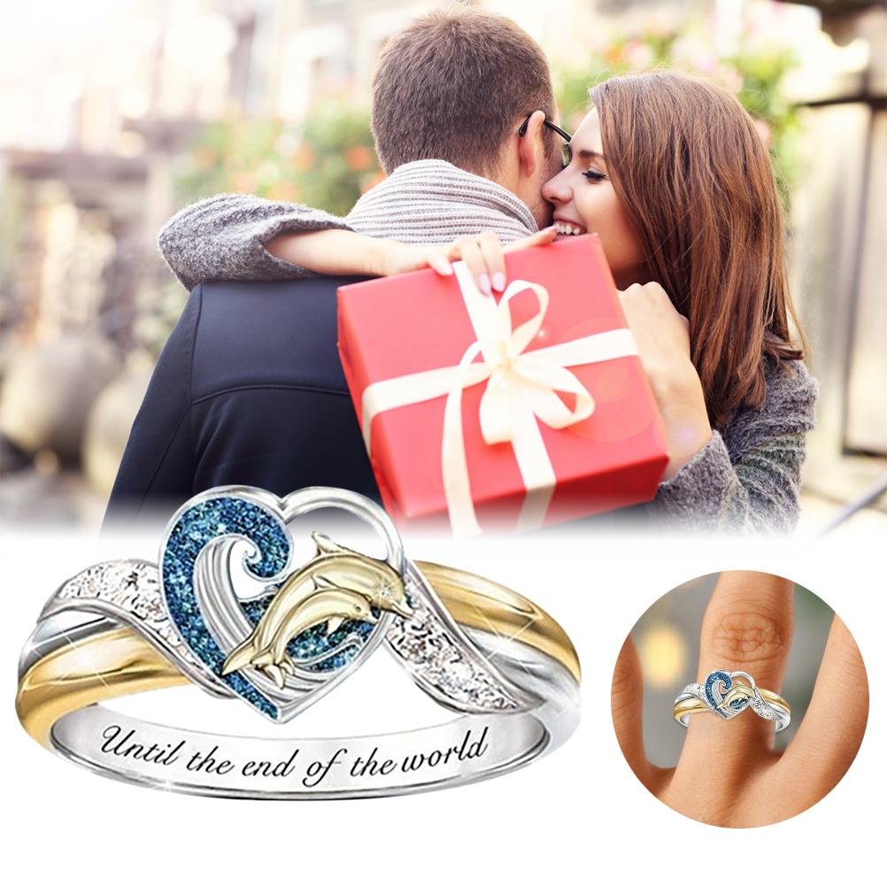 Dolphin Ring Until the End of the World Inlaid Ring Jewelry Gift for Mother s Day