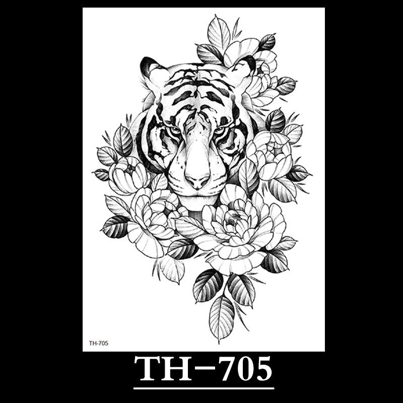 Animal Tattoo Sticker, Liger Tattoo Sticker, Half Arm Waterproof Tattoo Sticker, Large Picture Temporary Sticker Tattoo