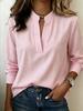 Women Plaid Print Blouse Long Sleeve V Neck Tie Neck Casual Loose Fit Top