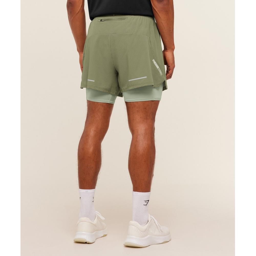 Gymshark Running 4 2in1 Shorts Grounded Green Haze Green A3b9p Eddb