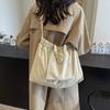 Solid Color Women Shoulder Bag Hobo Bag Pleated Tote Bag