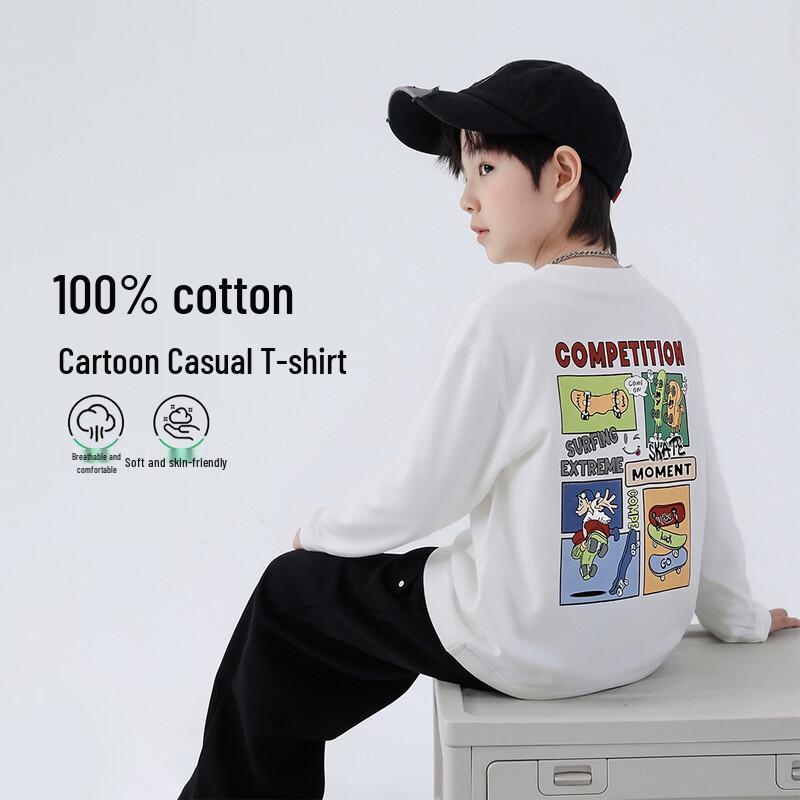 Yoyou Cartoon Boys  Long-Sleeve Cotton T-Shirt 160