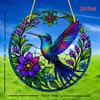 2D Flat Round Hummingbird Acrylic Decoration Sign, Hummingbird & Floral Design, Suitable for Wall Decoration, Porch, Room, Villa, Accents Home, Hallwa