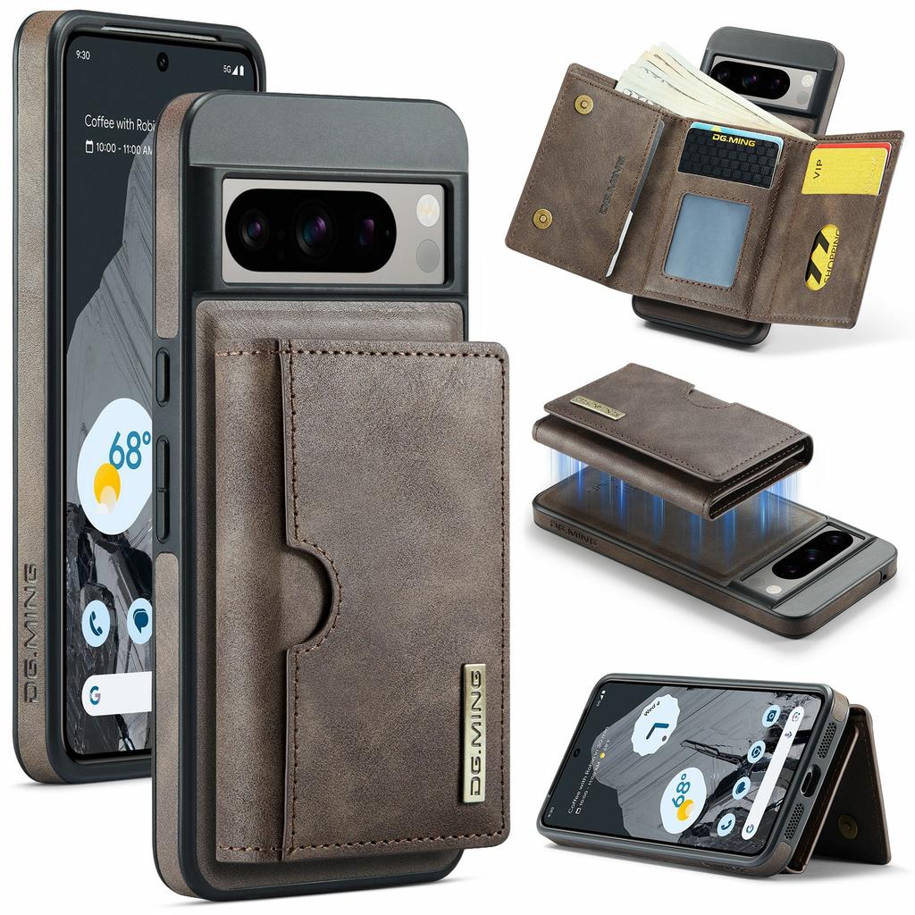 DG.MING M6 Series For Google Pixel 8 Pro Case Magnetic Wallet PU+PC+TPU Phone Cover