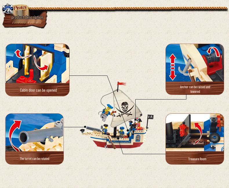 Enlighten Blocks Pirate Ship Educational Toy for Kids