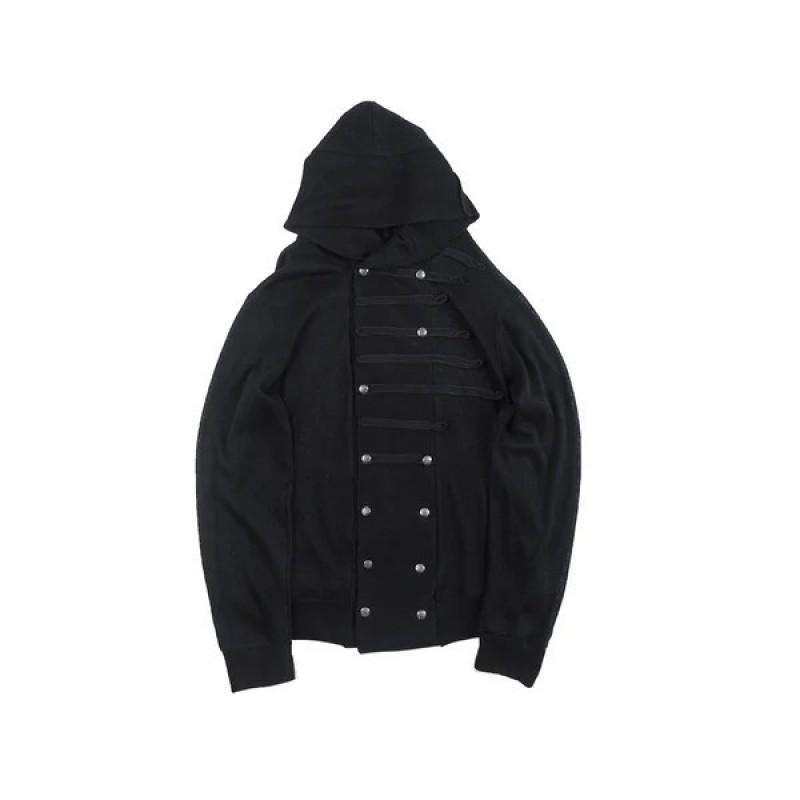 Oversize'owa bluza z kapturem z detalem w postaci rzędu guzików Streetwear Unisex Pulower