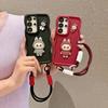 Suitable for Samsung S25 Ultra Cartoon Cute S24plus with Integrated Lanyard Hole Large Wave Mobile Phone Case