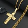 Big Cross Jesus Stainless Steel Necklace for Men Women Gold Color Hip Hop Male Long Chain Gift Jewerly Cordao Masculino N1172S02