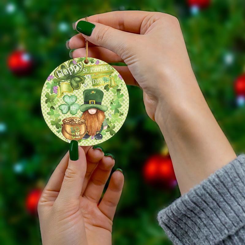 2D Flat St. Patrick'S Day Acrylic Decoration Sign, Dwarf Elf & Clover Design, suitable for wall decoration, porch, room, villa, accents Home, Hallway,