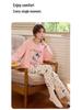 Womens Korean Style Cartoon Pajamas Set with Chest Pad - Long Sleeve, Cute Home Wear for Spring & Autumn (2025)