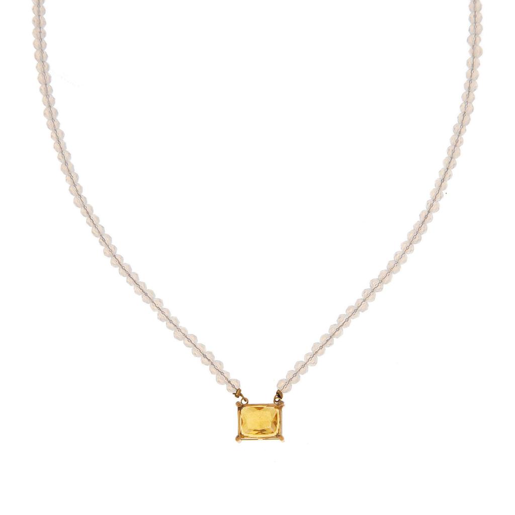 Colorful Geometric Square Beads Crystal Necklace with Zircon Heart Design