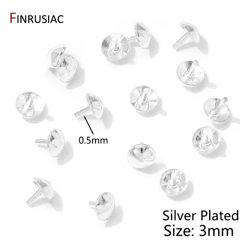

14/18K Gold Plated Brass Solid Beads Plug Pearl Hole Plug Caps For Pearl Earring Pendant Accessories,DIY Jewelry Making Supplies 30 pieces