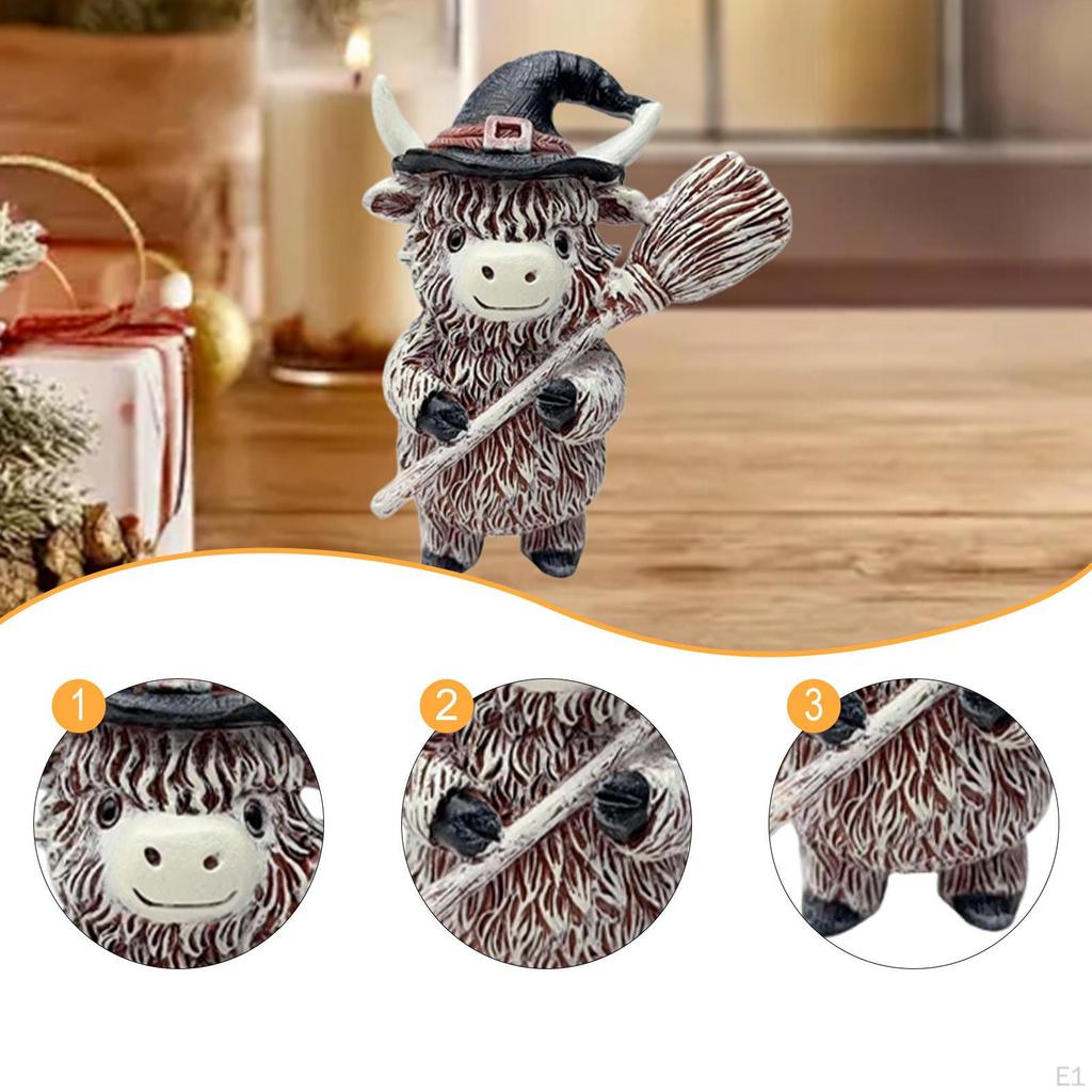 Cow Statue Desktop Sculpture Collectibles Ornament Halloween Decor for Indoor