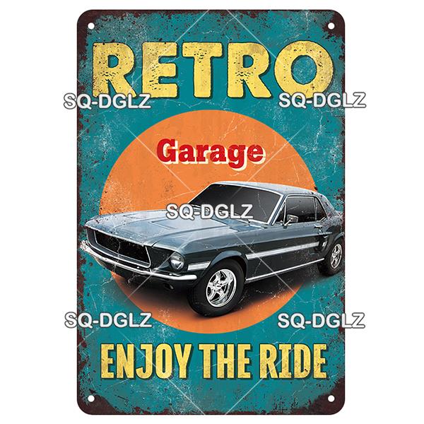 Retro Hot Rod Garage Metal Tin Sign Vintage Style Wall Door Decor for Man Cave Home Workshop