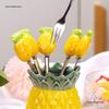 Elegant Stainless Steel & Ceramic Fruit Fork Set