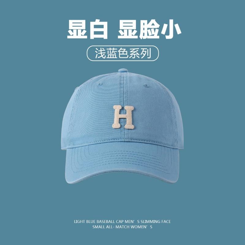 Light Blue Hat Women's Summer Alphabet Versatile Cap Sunshade Soft Top Baseball Cap