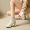 French High-heeled Short Boots Women's New White French Single Boots Thick-heeled Ankle Boots Thin Short Boots In Autumn and Winter 2025