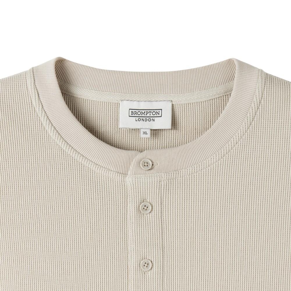 BROMPTON LONDON Button Waffle Half Sleeve T-Shirt - Beige (P252Mts433)