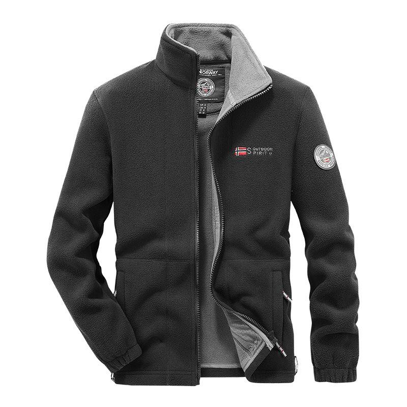 Men's Double-Sided Polar Fleece Hoodie Jacket 8789 - New Autumn/Winter Casual Cardigan