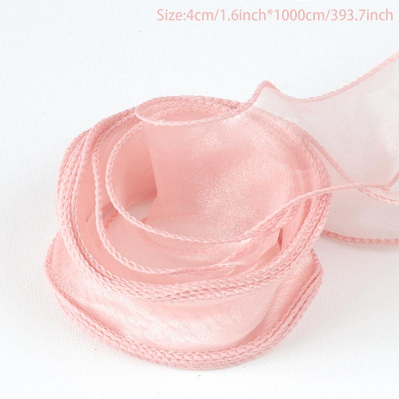 10M Sheer Wired Organza Ribbons with Golden Edge Chiffon Ribbon Wrapping Gift Box Wedding Bridal Bouquet Christmas Decoration