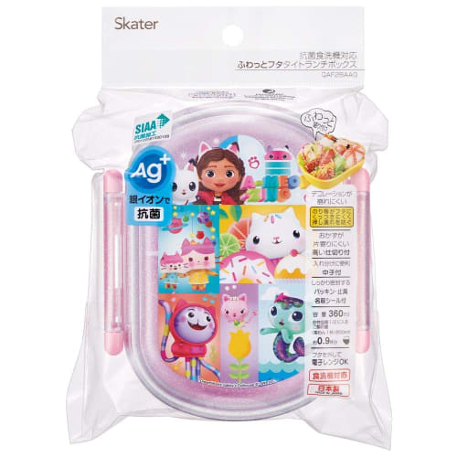 Skater Children's Bento Box, 360ml Capacity, Fluffy Lid, Made In Japan, Single Tier, Dishwasher and Microwave Safe, Gabby Dollhouse Design, Girl's, QA