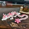 Flexible Fantasy Animal Toy 3D Printed Cherry Blossom Dragon Toy, Articulated Flower Figurine, Floral Ornament Movable Joints Mythical Creature Model