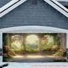 2D Dreamy Garden Backdrop Sunlit Stone Arches Portrait Studio Background