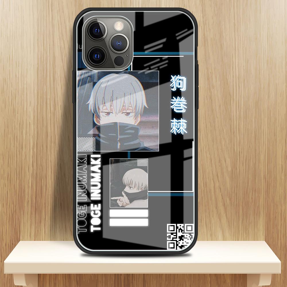 Tempered Glass Case Apple iPhone 13 12 Mini 11 Pro Max XR XS SE 2020 7 8 Plus 6 6S X Phone Cover Back Shell Jujutsu Kaisen Gojo