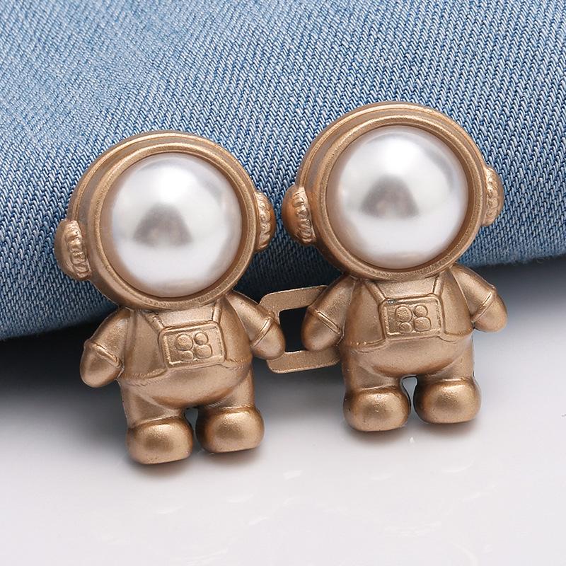 1 Paar verstellbare Taillenschnallen Astronaut Raumfahrer Metall Taillenstraffer Druckknopf für Hosen Jeans Hosen Röcke Versteller