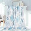 Soft Flannel Throw Blanket Blue Starfish Coral Pattern Lightweight Warm Bed Sofa Cover Nautical Home Decor Blanket